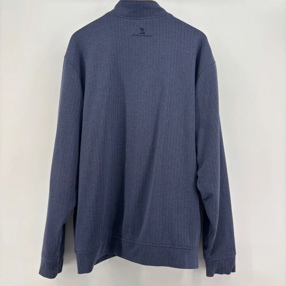 Pebble Beach Mens Full‎ Zip Jacket XL Blue Herringbone Textured Golf Layer PGA